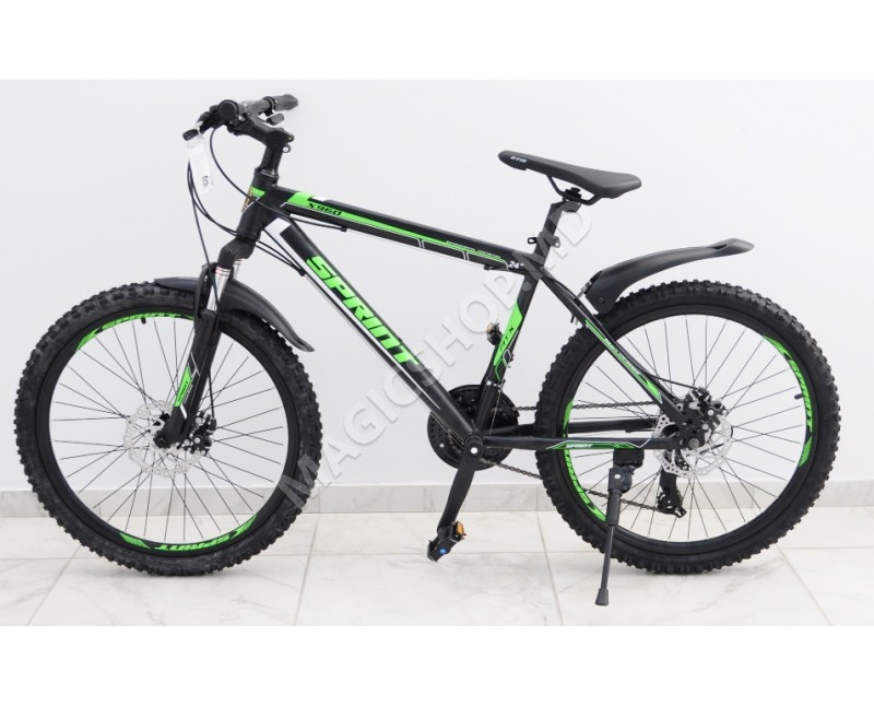 Bicicletă Sprint MTB 24 (SHIMANO 21 viteze, anvelope-KENDA, frâne cu discuri) verde