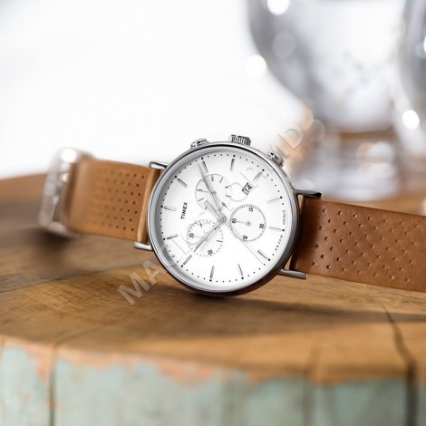 Мужские часы Timex Fairfield Chronograph 41mm Leather Strap Watch