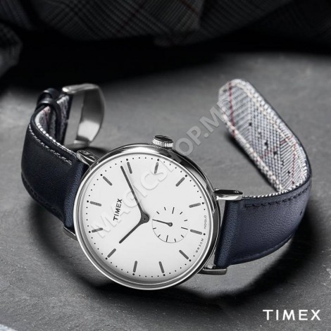 Мужские часы Timex Fairfield Sub-Second 41mm Leather Strap Watch