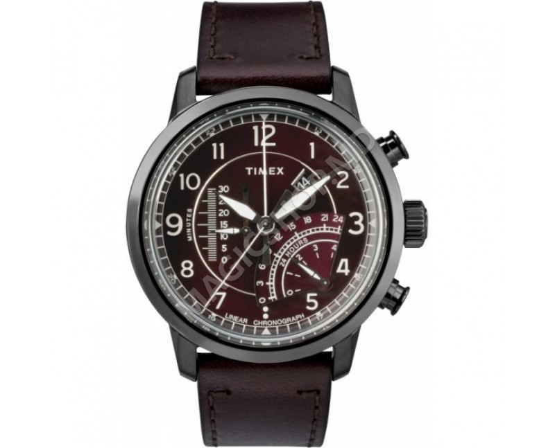 Спортивные часы Timex Waterbury Linear Chronograph 45mm Leather Strap Watch