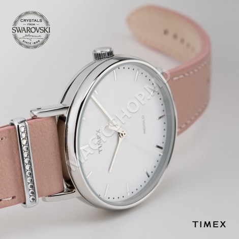Женские часы Timex Fairfield Crystal 37mm Leather Strap Watch