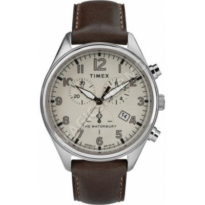 Мужские часы Timex Waterbury Traditional Chronograph 42mm Leather Strap Watch