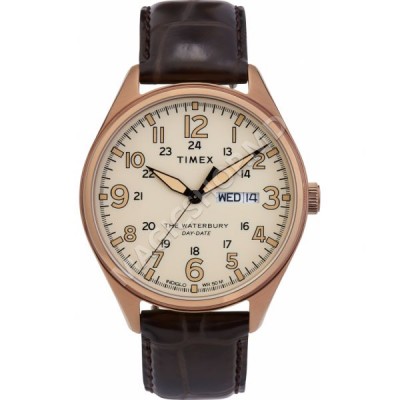 Мужские часы Timex Waterbury Traditional Day Date 42mm Leather Strap Watch