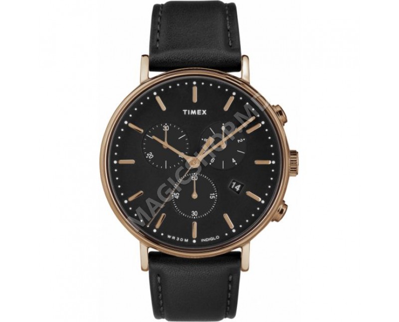 Ceas pentru barbati Timex Fairfield Chronograph 41mm Leather Strap Watch