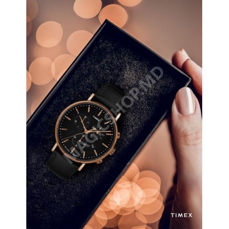 Мужские часы Timex Fairfield Chronograph 41mm Leather Strap Watch