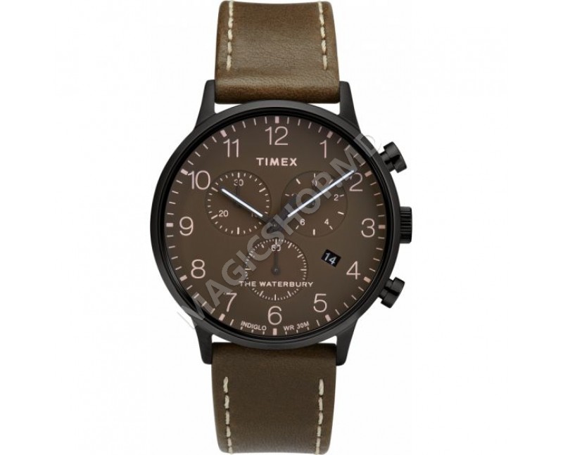Ceas pentru barbati Timex Waterbury Classic Chronograph 40mm Leather Strap Watch