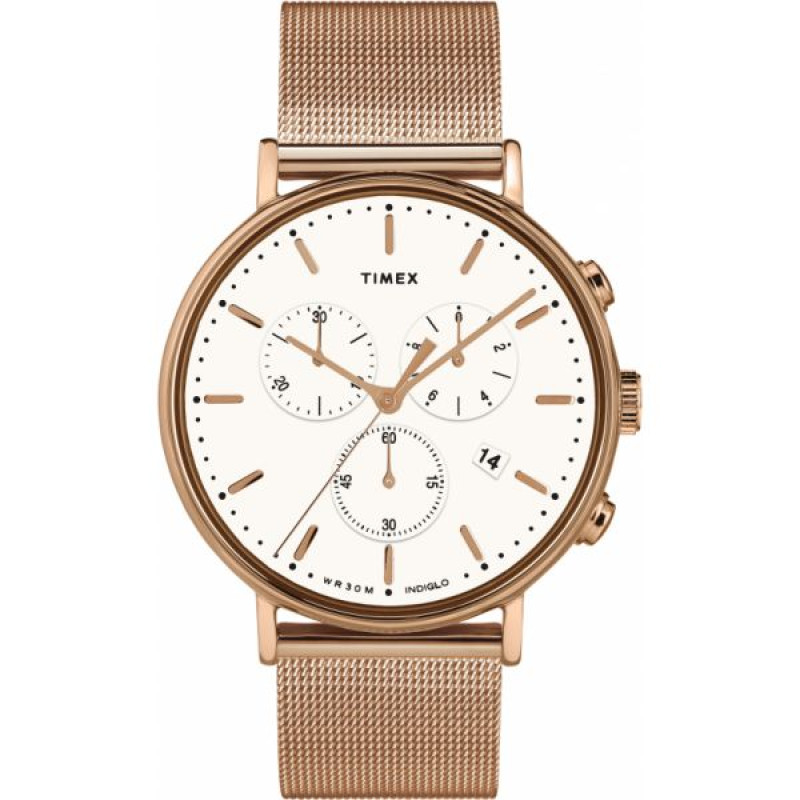 Ceas unisex Timex Fairfield Chronograph 41mm Stainless Steel Mesh Band Watch