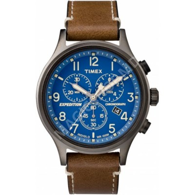 Мужские часы Timex Expedition Scout Chronograph 42mm Leather Strap Watch