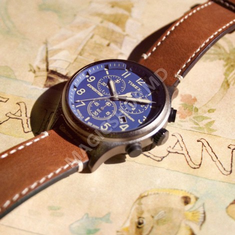 Ceas pentru barbati Timex Expedition Scout Chronograph 42mm Leather Strap Watch