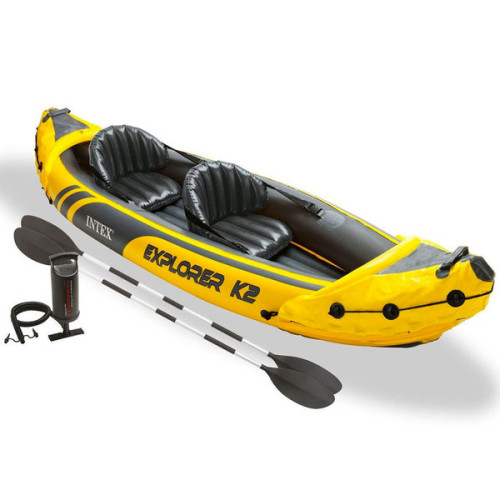 Caiac gonflabil „Explorer K2” cu vâsle și pompă, 312x91x51 cm, până la 180 kg