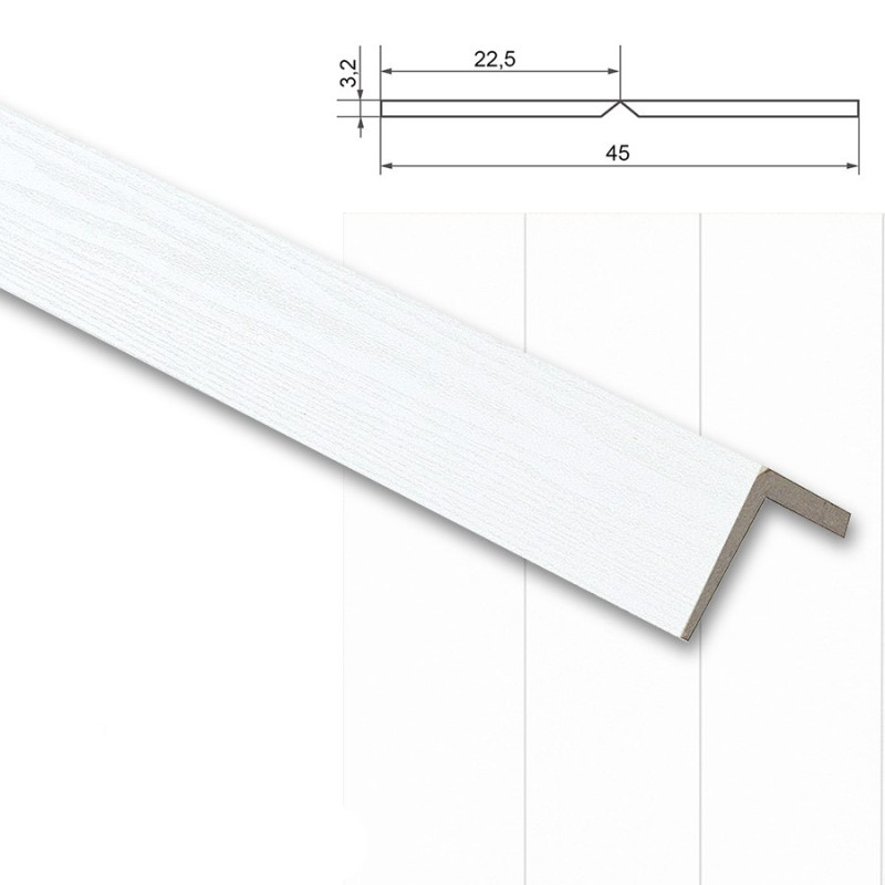 Cornier MDF Alb clasic – 2600x45x3,2