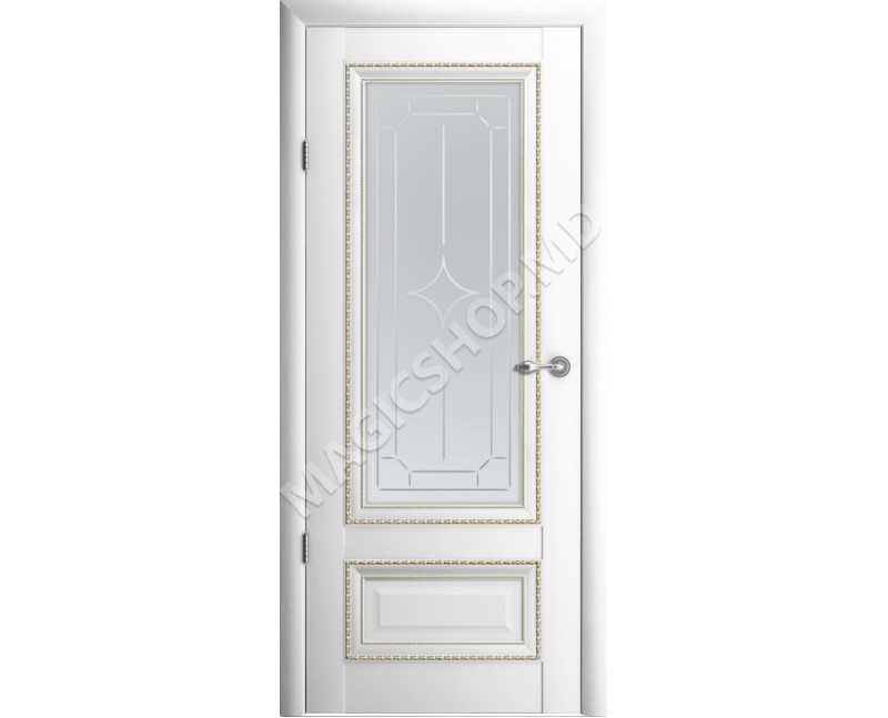 Дверь для интерьера Versal-1 со стеклом Vinil Alb (2000x600, 400, 700, 800, 900mm)