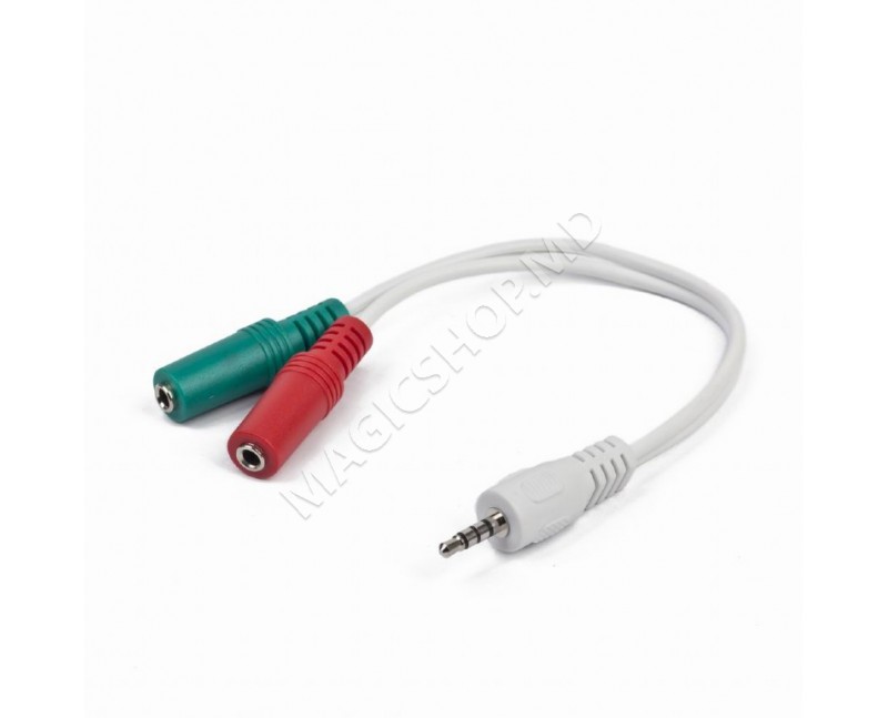 Внешний Кабель Cablexpert 3.5 mm 4-pin plug to 3.5 mm stereo + microphone sockets