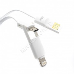 Cablu TELLUR Micro USB+iPhone 5/6 Alb