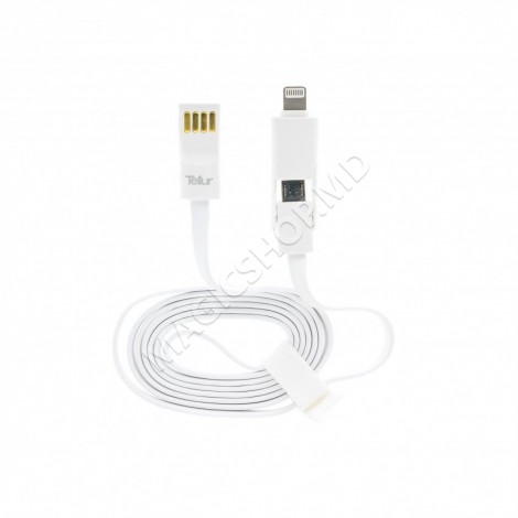 Cablu TELLUR Micro USB+iPhone 5/6 Alb