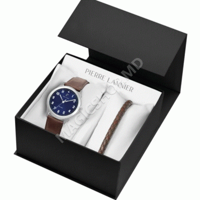 Ceas set Pierre Lannier Arcadius – Ceas bărbătesc cu curea din piele