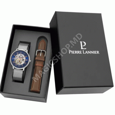 Un set cadou de ceasuri mecanice bărbătești de la Pierre Lannier, cu curea