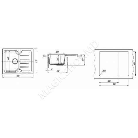 Раковина Dr. Gans Lora 620 (графит)
