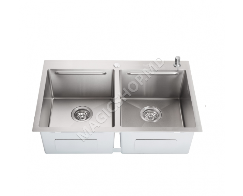 Chiuveta handmade SanDonna HD7850 dubla (Crom satin)