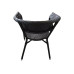 Set masa rotunda cu 4 scaune + umbrela, metal / textilen, Negru