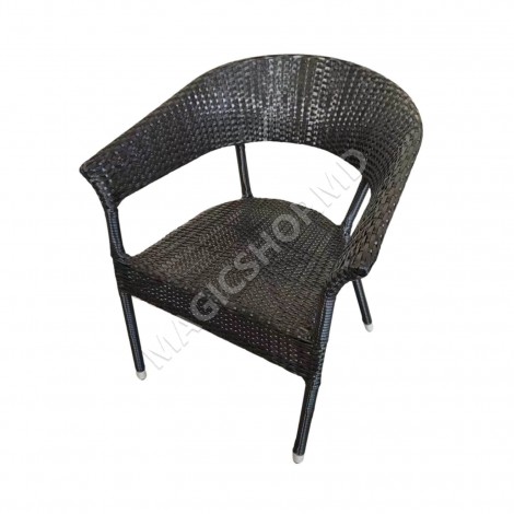 Set masa rotunda cu 4 scaune + umbrela, metal / textilen, Negru