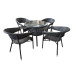 Set masa rotunda cu 4 scaune + umbrela, metal / textilen, Negru