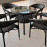 Set masa rotunda cu 4 scaune + umbrela, metal / textilen, Negru