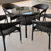 Set masa rotunda cu 4 scaune + umbrela, metal / textilen, Negru