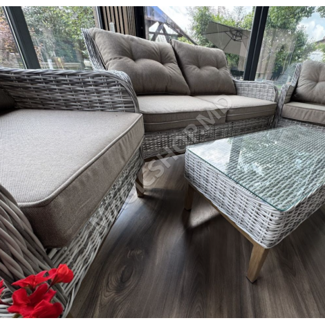 Mobilă pentru terasă 4 persoane, HOLA RATTAN, Cappuccino