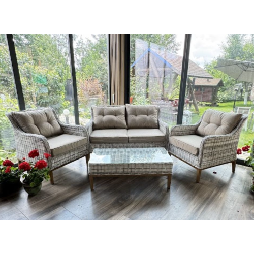 Mobilă pentru terasă 4 persoane, HOLA RATTAN, Cappuccino