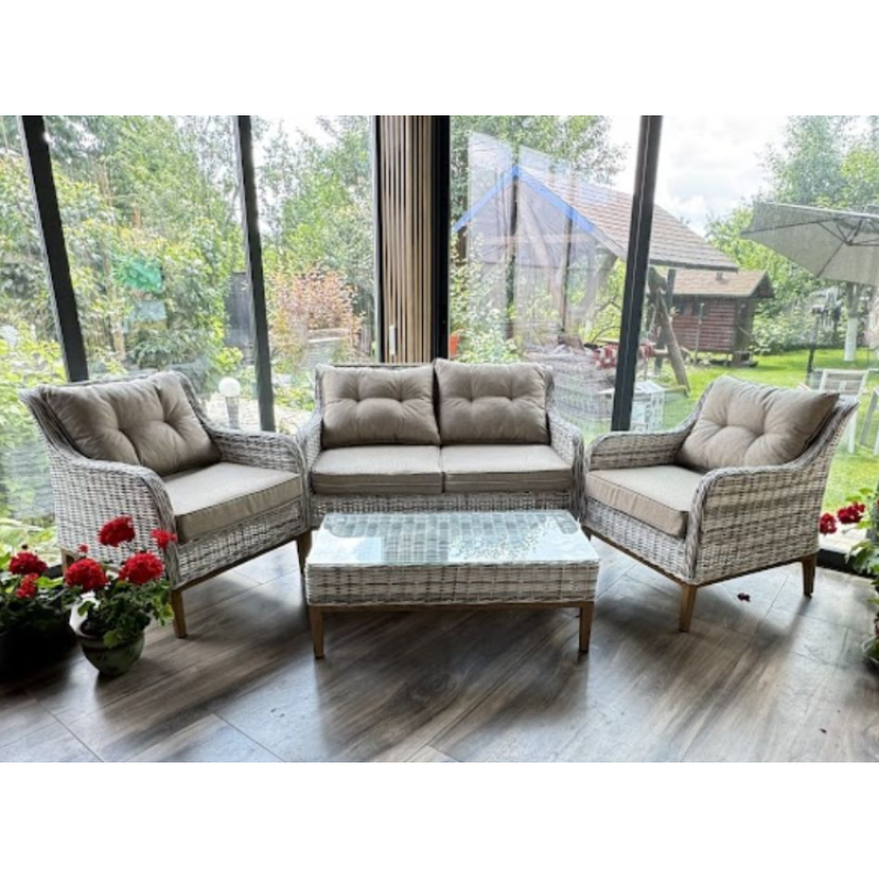Mobilă pentru terasă 4 persoane, HOLA RATTAN, Cappuccino