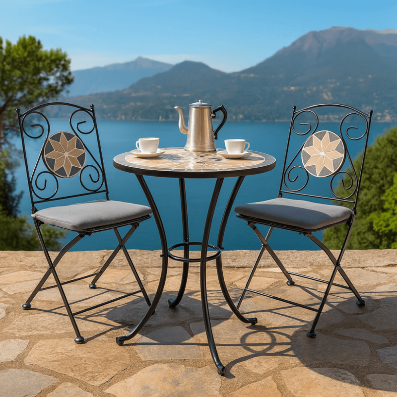 Set mobilier Bistro, masă și 2 scaune, model mozaic