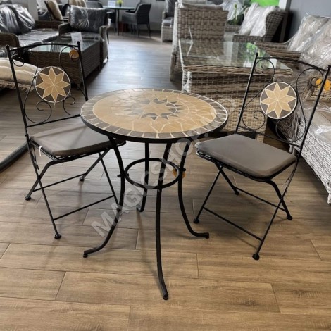 Cадовый комплект Bistro стол и 2 стула, мозаичный узор