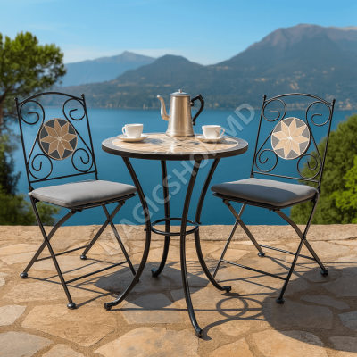Cадовый комплект Bistro стол и 2 стула, мозаичный узор