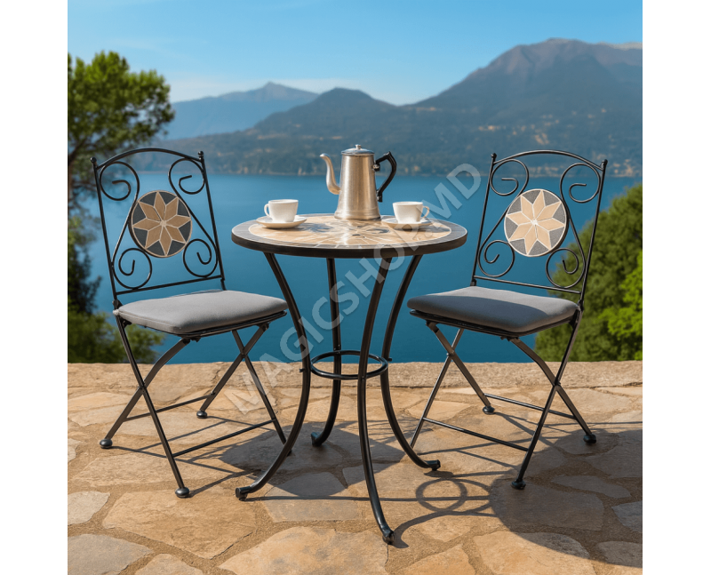 Cадовый комплект Bistro стол и 2 стула, мозаичный узор