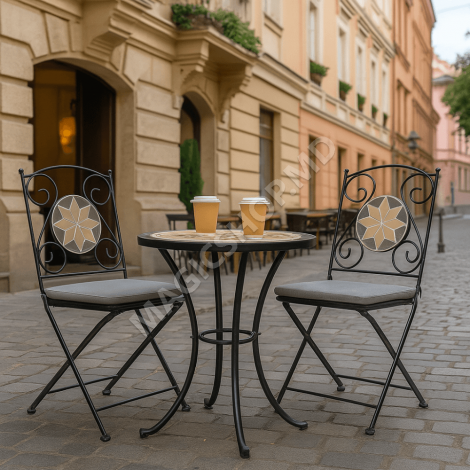 Cадовый комплект Bistro стол и 2 стула, мозаичный узор
