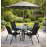 Set masa rotunda cu 4 scaune + umbrela, metal / textilen, Negru
