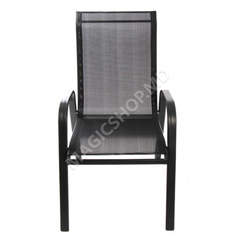 Set masa rotunda cu 4 scaune + umbrela, metal / textilen, Negru