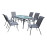 Set masă dreptunghiulară cu 6 scaune + umbrelă, metal / textilen, Gri