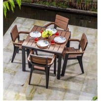 Masa Madeira 90x90cm H74 + 4 scaune (Tabaco; Quartz; Caramel)