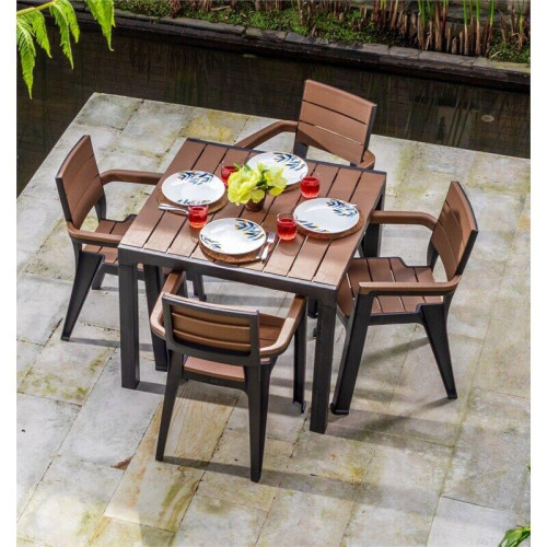 Masa Madeira 90x90cm H74 + 4 scaune (Tabaco; Quartz; Caramel)