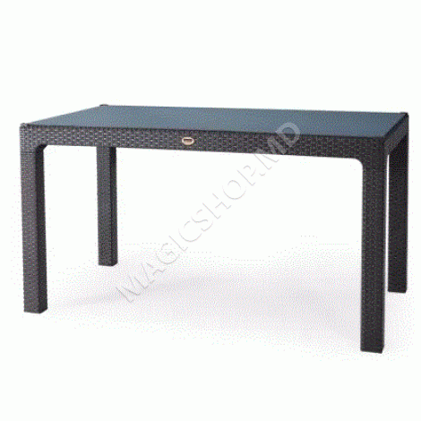 Стол Rattan 120х70 см, со стеклом, антрацит, коричневый