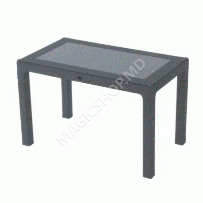 Стол Rattan 120х70 см, со стеклом, антрацит, коричневый