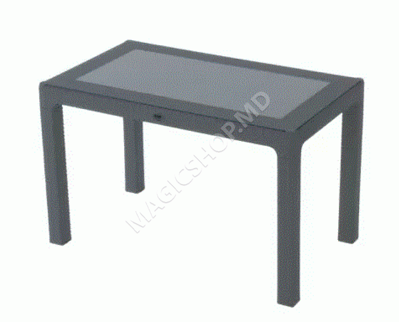 Стол Rattan 120х70 см, со стеклом, антрацит, коричневый
