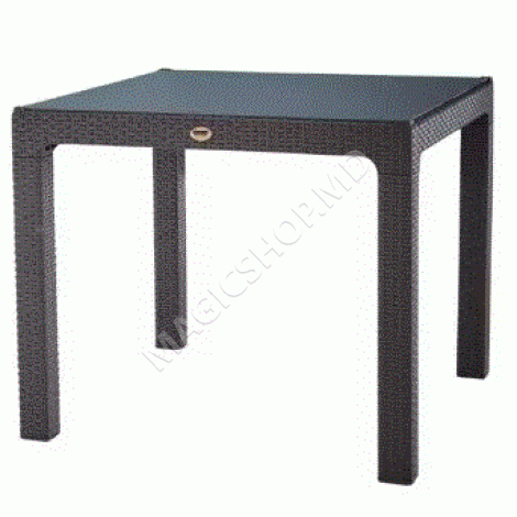 Столик Rattan 90х90 см, со стеклянными столешницами (коричневый, бежевый, антрацитовый)