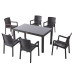 Masă Rattan 150x90, cu sticlă, Antracit; Maro; Bej
