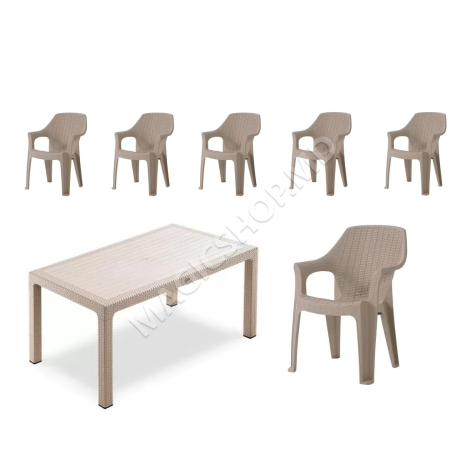 Masa Ratan 150x90, fara sticla, bej, maro, antracit