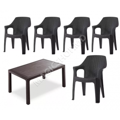 Masa Ratan 150x90, fara sticla, bej, maro, antracit