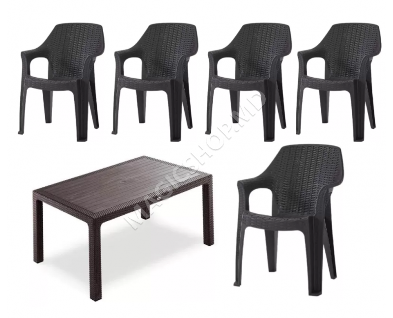 Masa Ratan 150x90, fara sticla, bej, maro, antracit