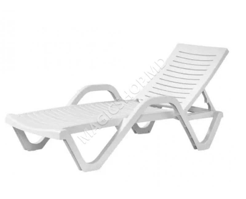 Sezlong Woody, alb